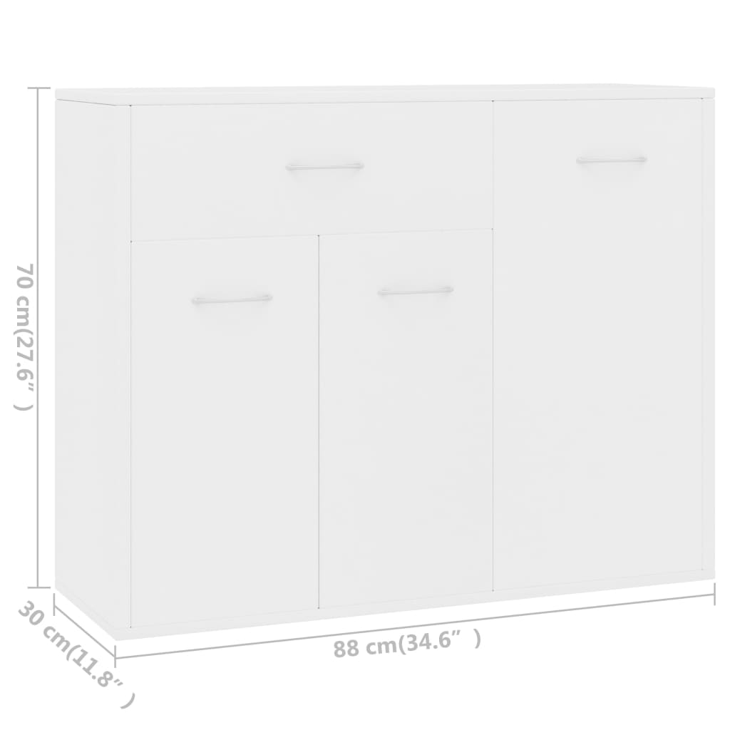 Aparador Miyama 3 puertas + 1 cajón blanco 70x88x30 cm