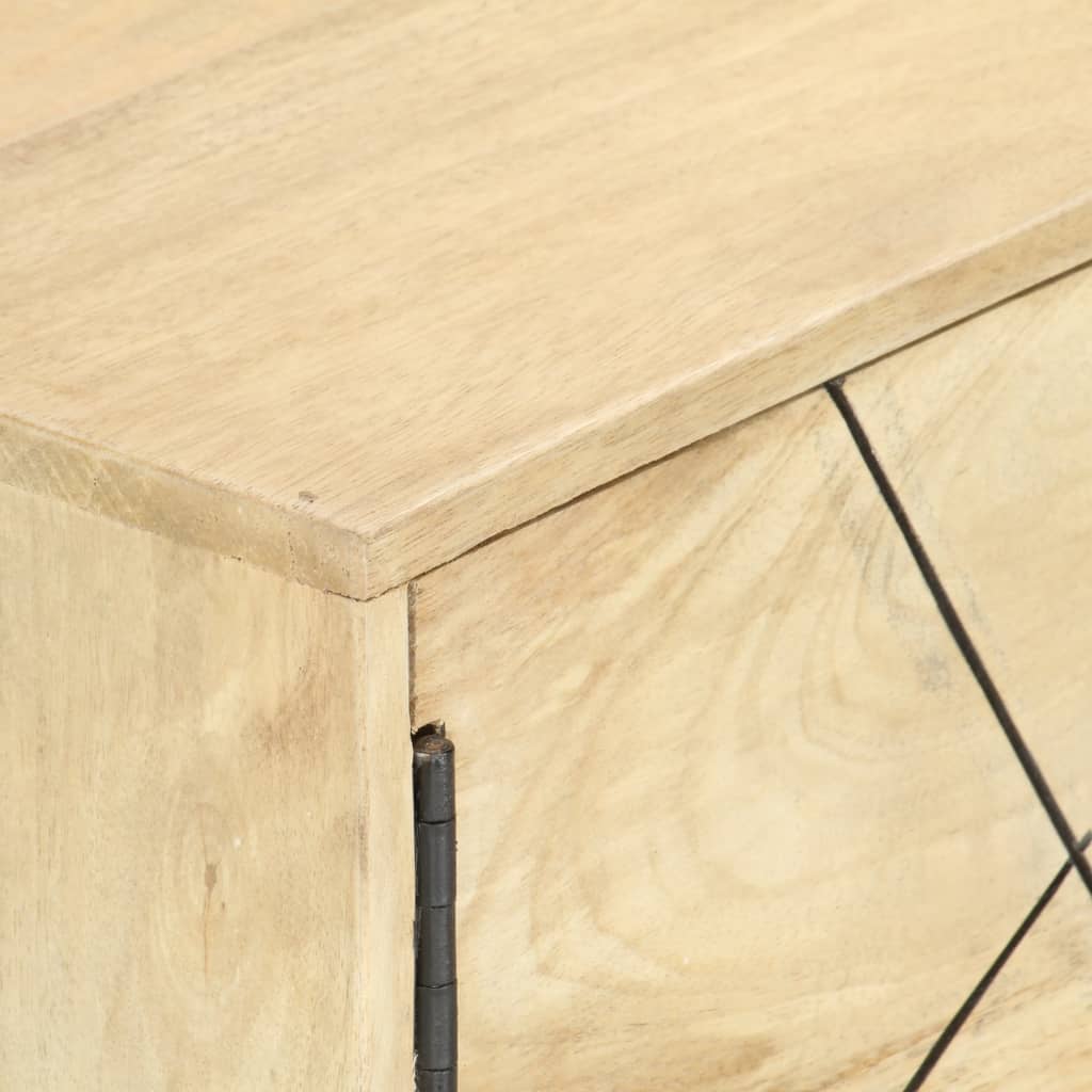 Mueble bajo de TV Saitama 2 puertas + 2 estantes madera de mango natural 40x140x30 cm