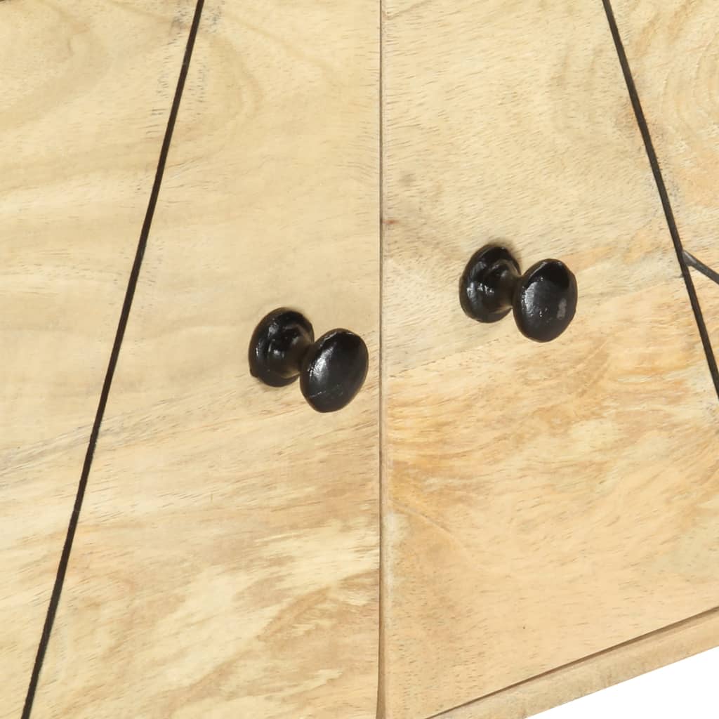 Mueble bajo de TV Saitama 2 puertas + 2 estantes madera de mango natural 40x140x30 cm