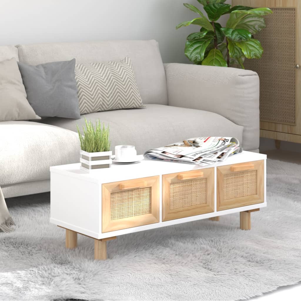 Mesa de centro Aomori 3 cajones blanco/natural 30x80x40 cm