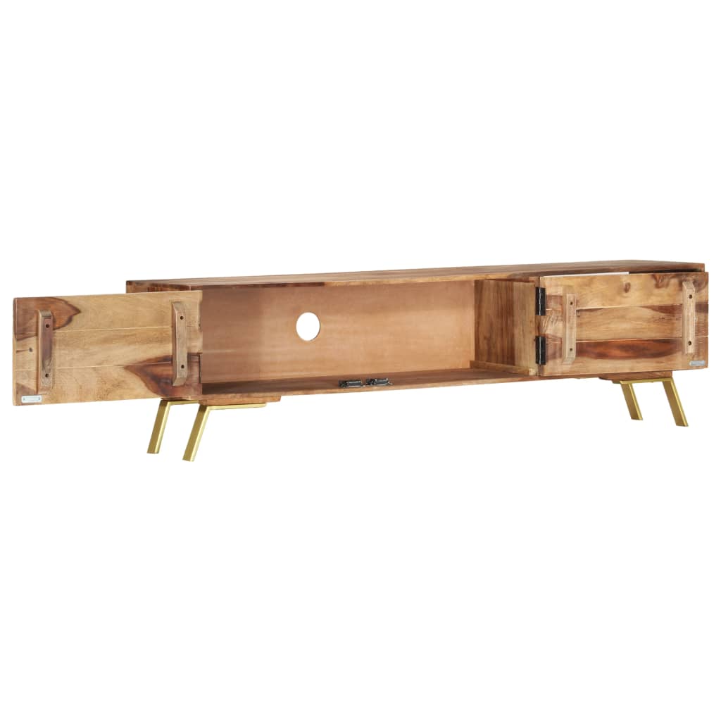 Mueble bajo de TV Saitama 2 puertas + 2 estantes madera de sheesham natural 40x140x30 cm