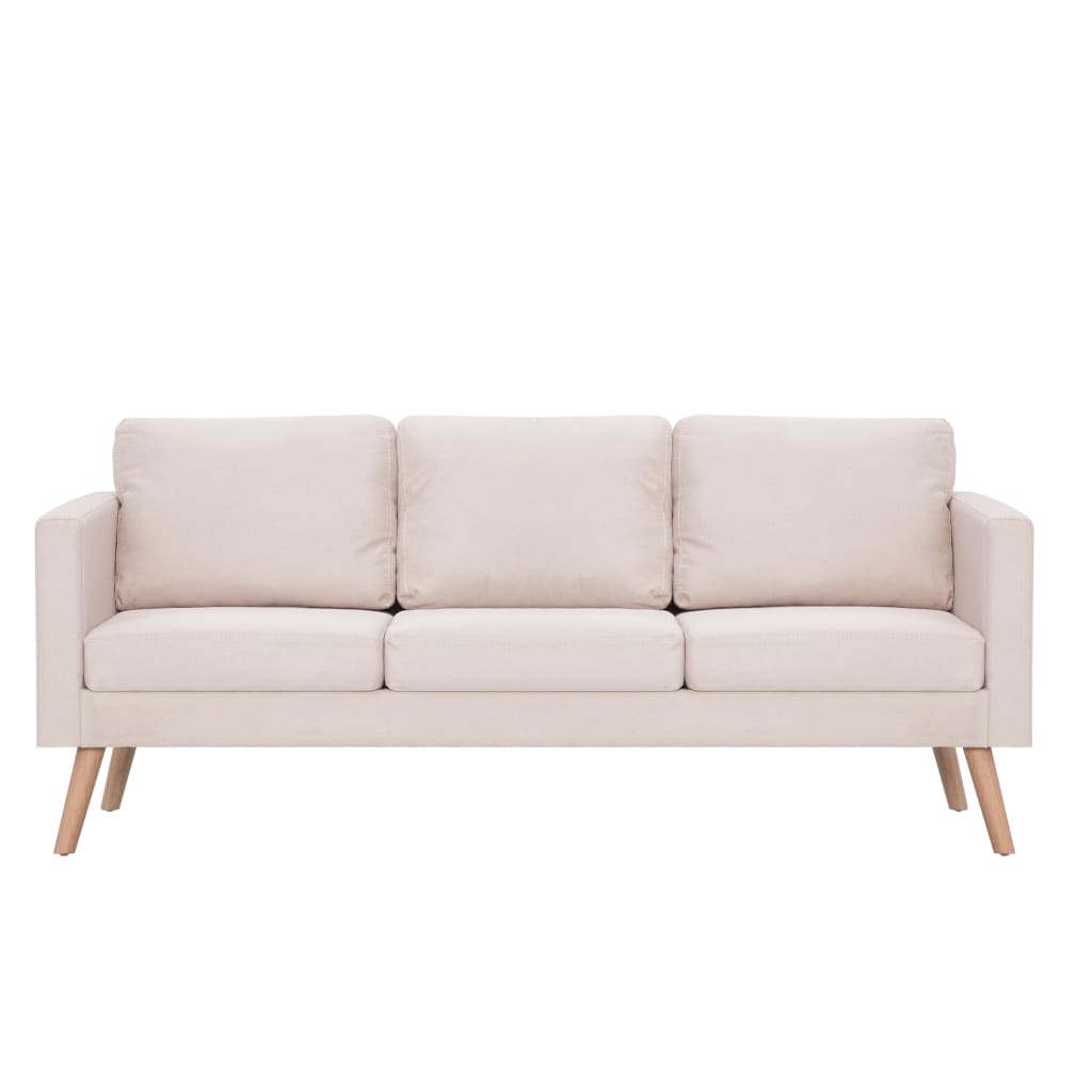 Sofá de 3 plazas Manacor tela crema 73x168x70 cm