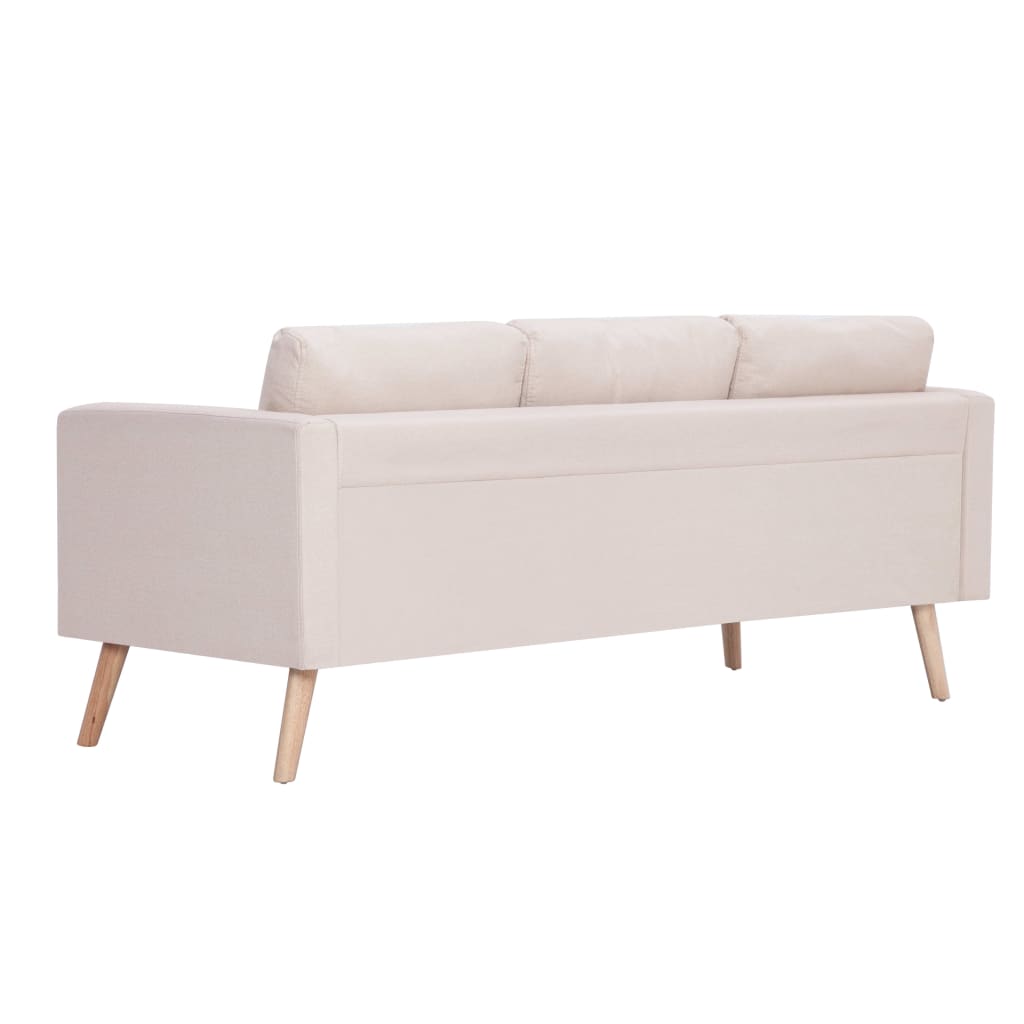 Sofá de 3 plazas Manacor tela crema 73x168x70 cm
