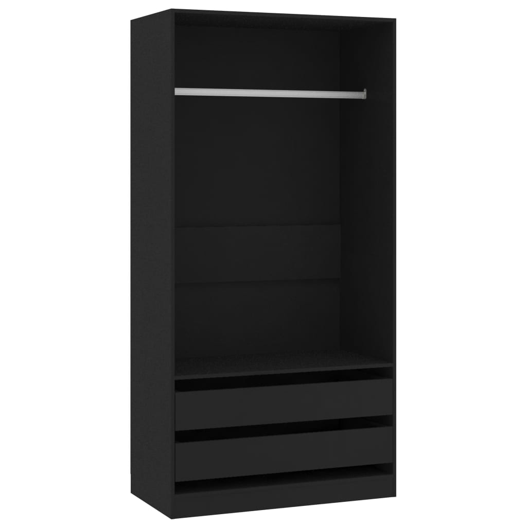 Armario Dafne sin puertas 2 cajones negro 200x100x50 cm