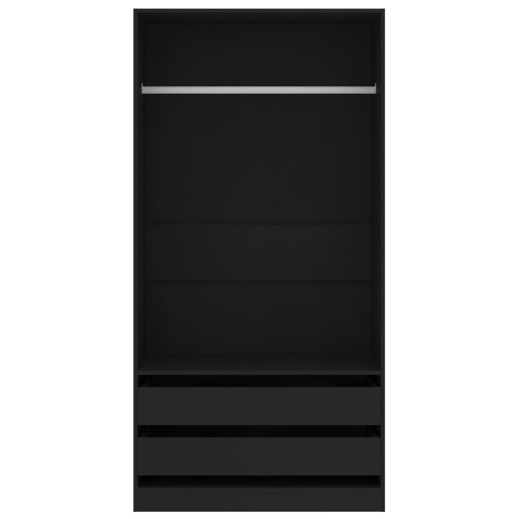 Armario Dafne sin puertas 2 cajones negro 200x100x50 cm