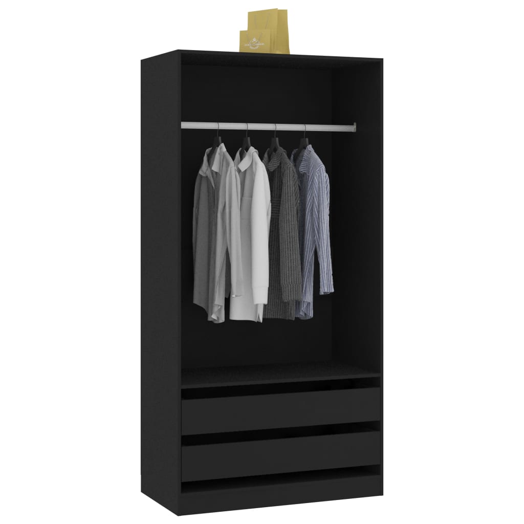 Armario Dafne sin puertas 2 cajones negro 200x100x50 cm