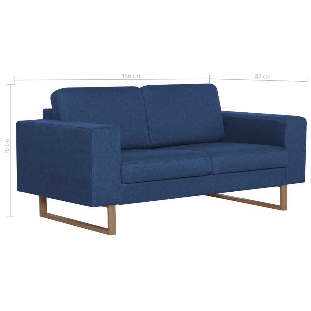 Sofá de 2 plazas Nara tapizado tela azul 75x156x82 cm