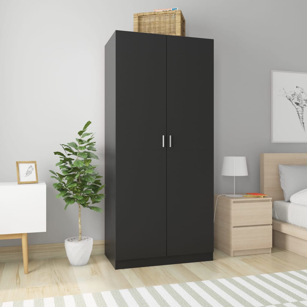 Armario Snow 2 puertas negro 200x90x52 cm