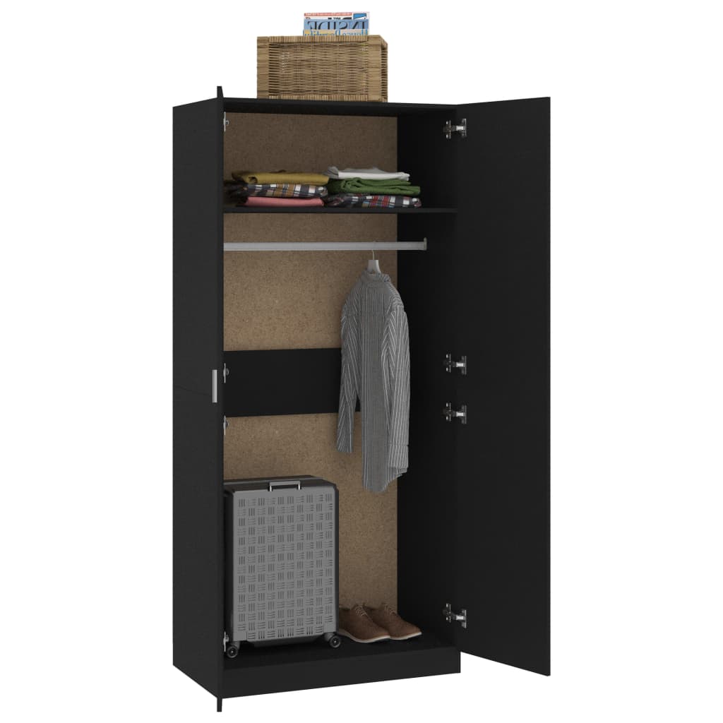 Armario Snow 2 puertas negro 200x90x52 cm