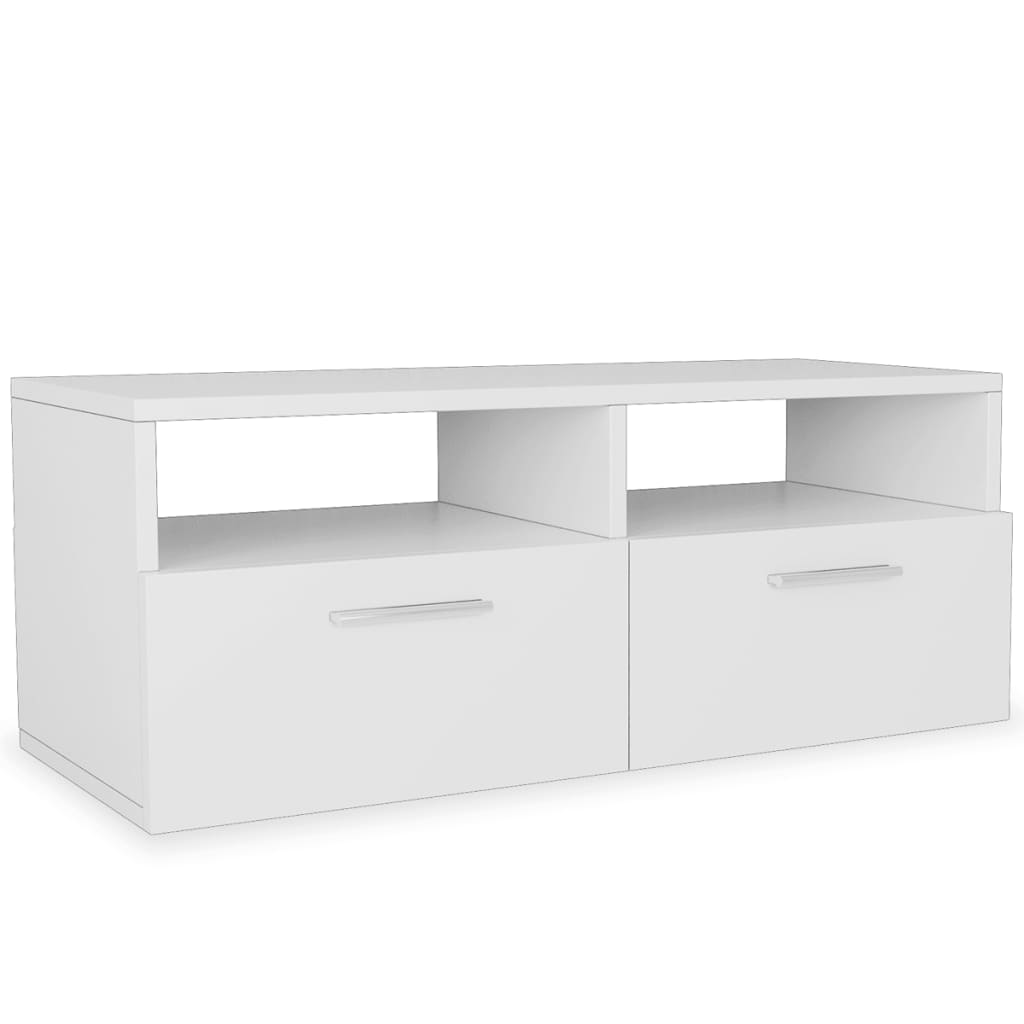 Mueble bajo de TV Donlai 2 puertas + 2 estantes blanco 36x95x36 cm