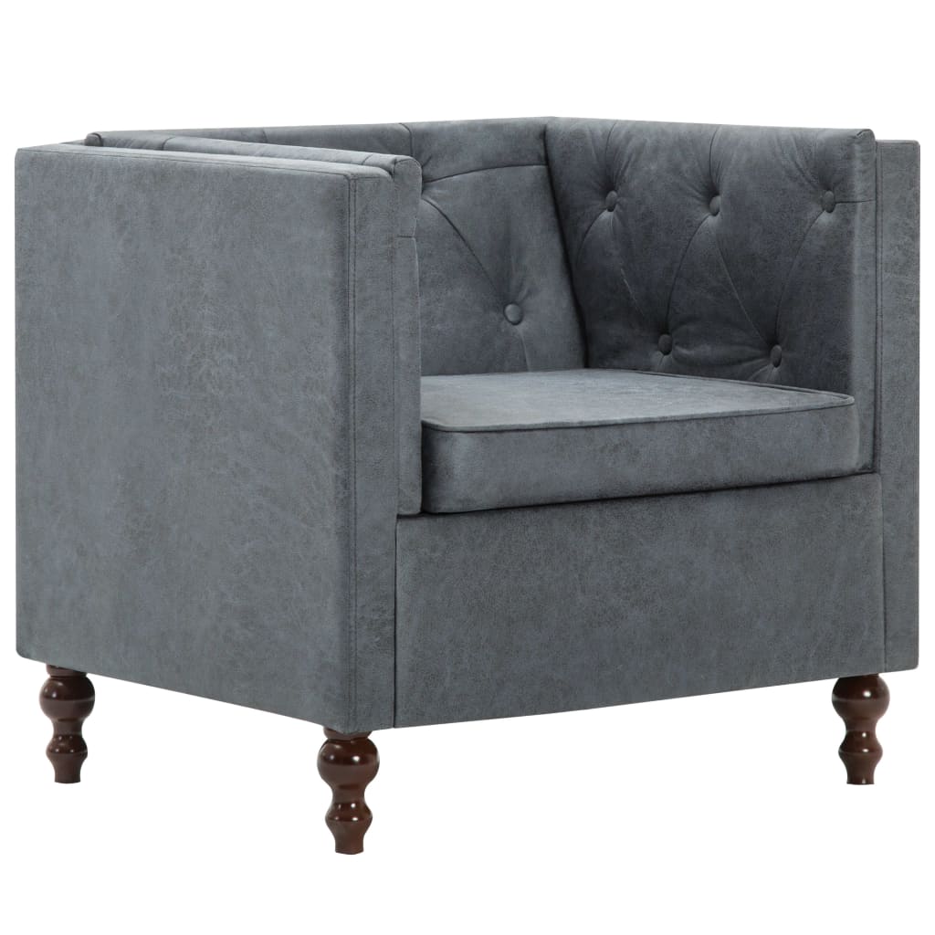 Sillón Santa Cruz tapizado de tela gris 70x72x68 cm