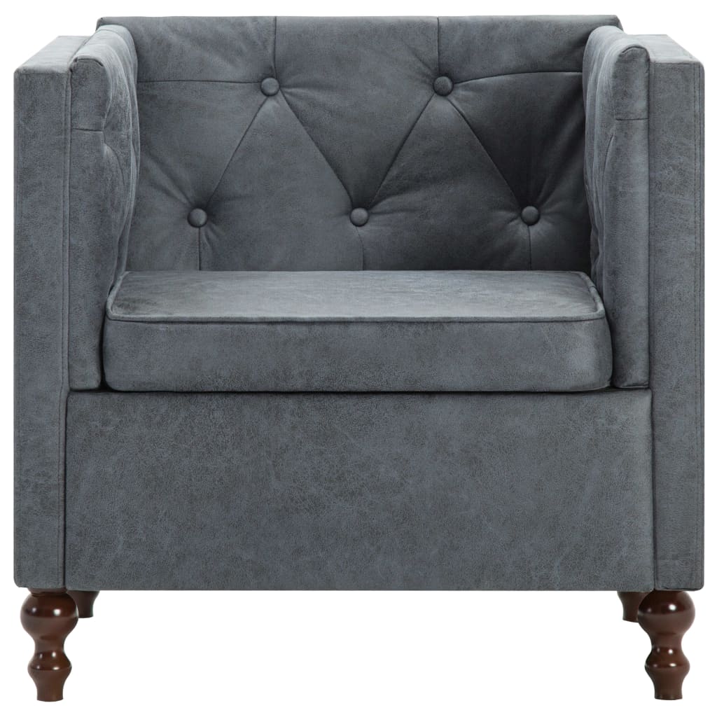 Sillón Santa Cruz tapizado de tela gris 70x72x68 cm
