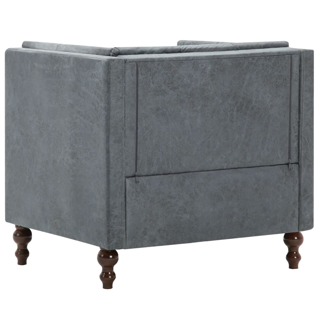 Sillón Santa Cruz tapizado de tela gris 70x72x68 cm