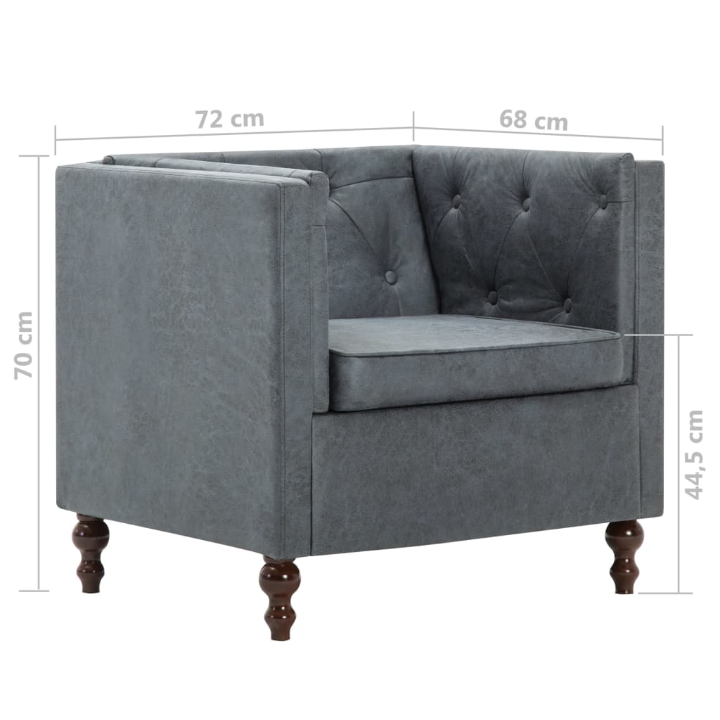 Sillón Santa Cruz tapizado de tela gris 70x72x68 cm