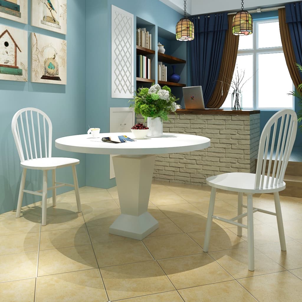 Pack de 2 sillas de comedor Calama madera de caucho blanco 94x46,5x52 cm