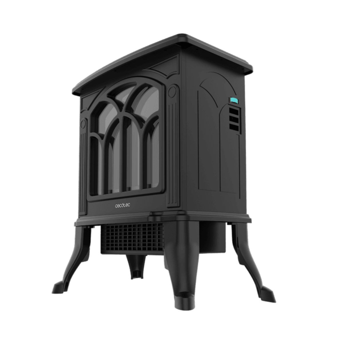 Chimenea-electrica-de-pie-Cecotec-ReadyWarm-1500-Flames-1500W-2-niveles-negro-lateral