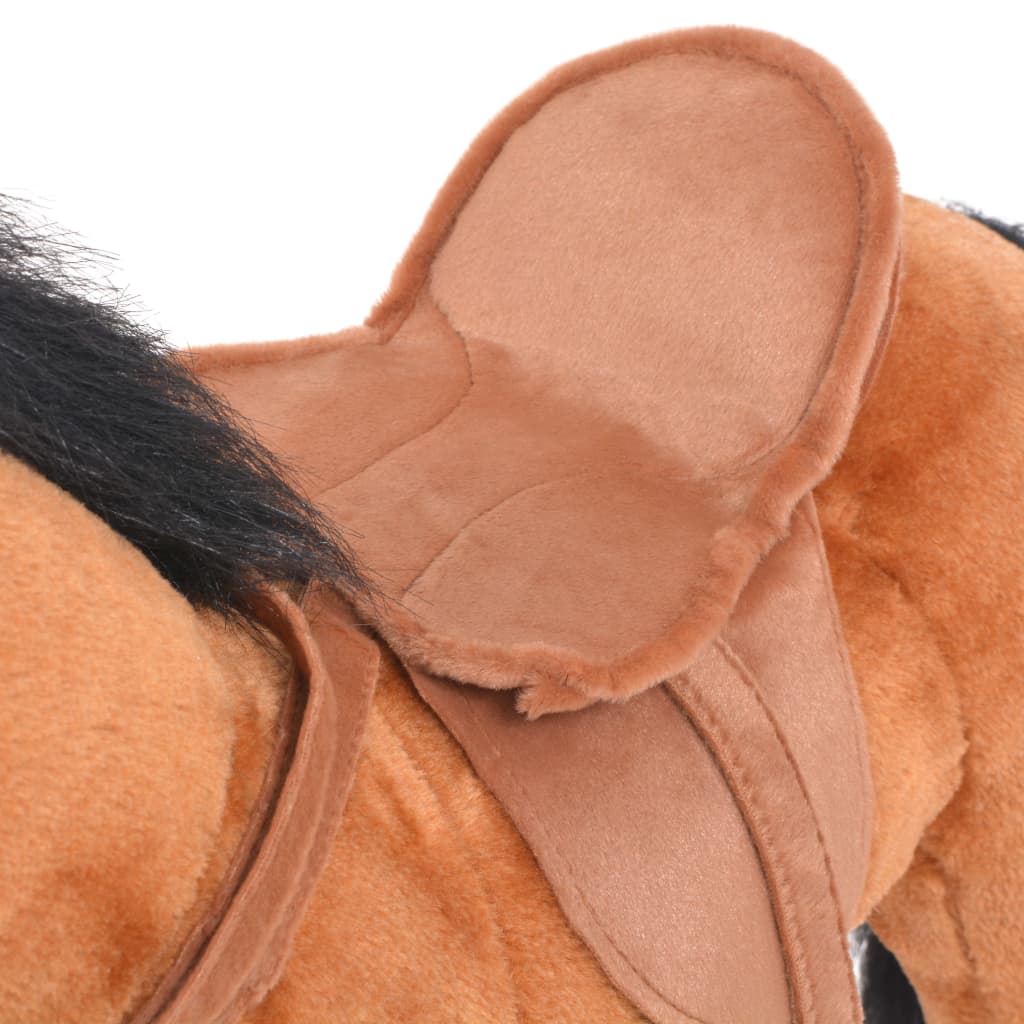 Caballo de juguete de peluche con montura marrón 60x64 cm montura