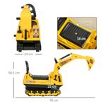Excavadora infantil Homcom brazo móvil 18-48 meses amarillo 58,5x78x24 cm
