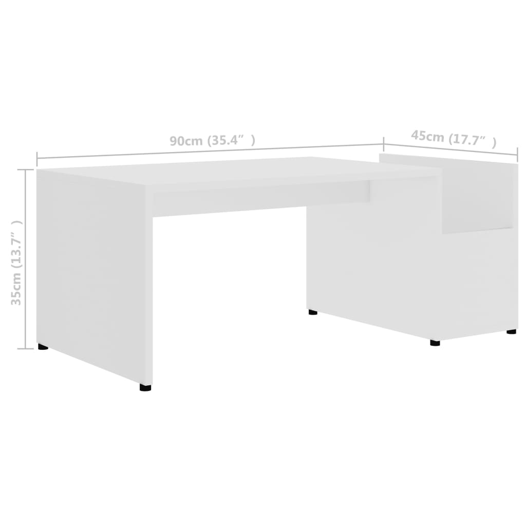 Mesa de centro Formosa con compartimento lateral blanco 35x90x45 cm