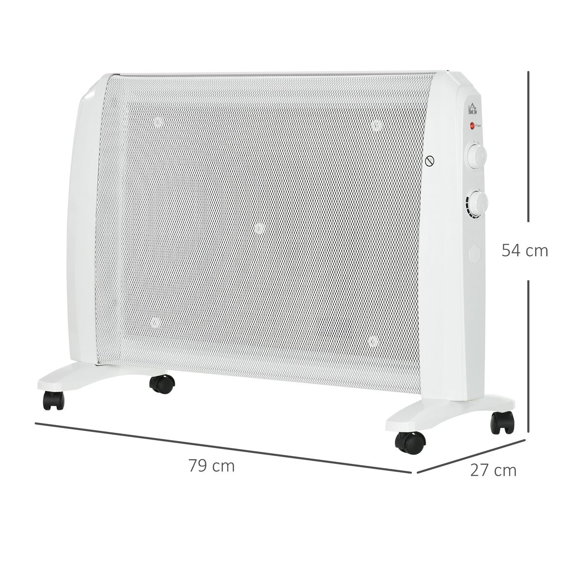 Calefactor eléctrico Homcom 1000W/2000W 2 potencias blanco 54x79x27 cm