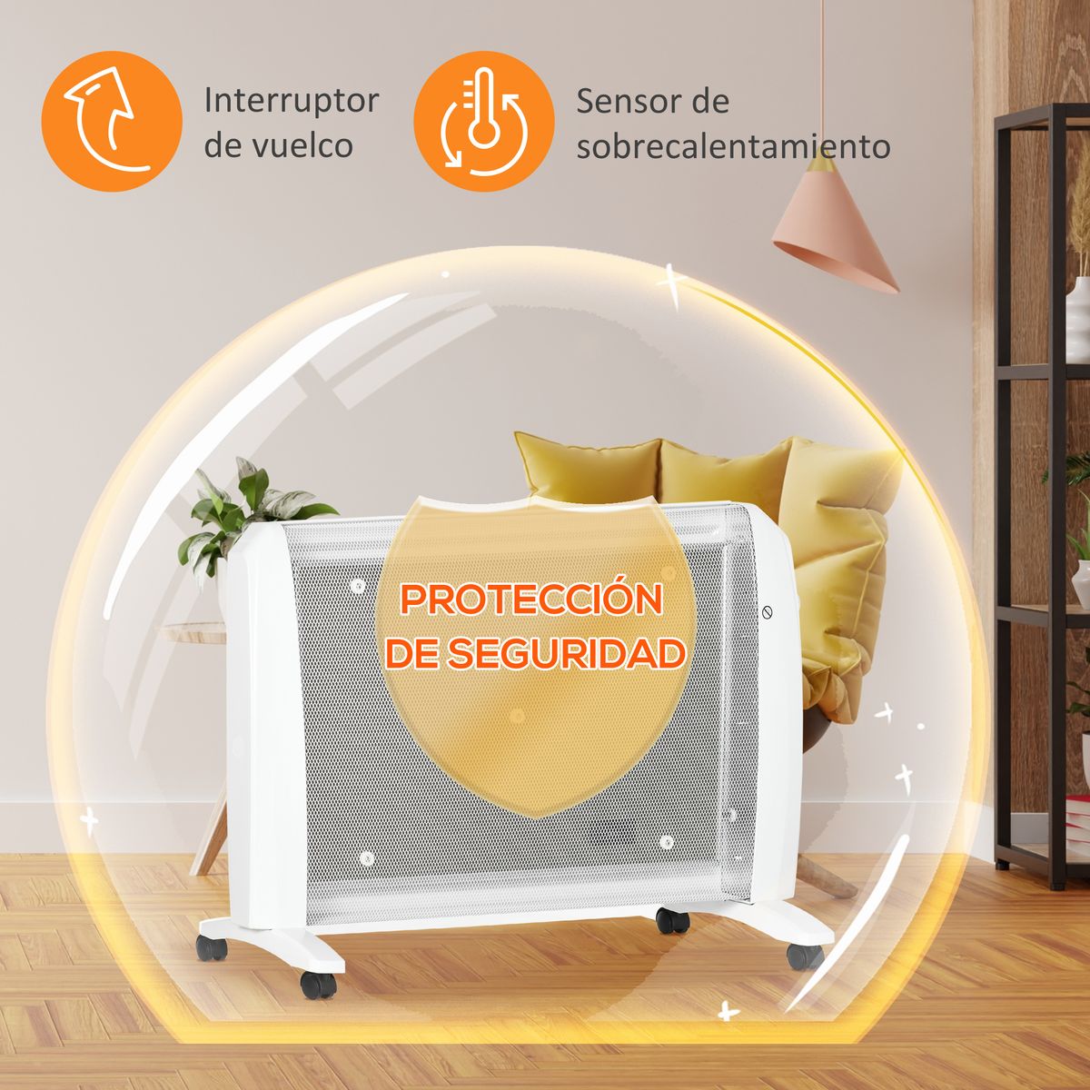 Calefactor eléctrico Homcom 1000W/2000W 2 potencias blanco 54x79x27 cm