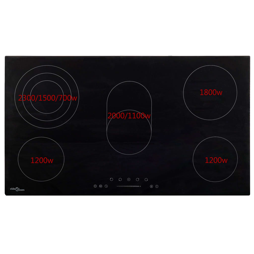 Placa vitrocerámica VidaXL 8500W 5 zonas negro 77 cm