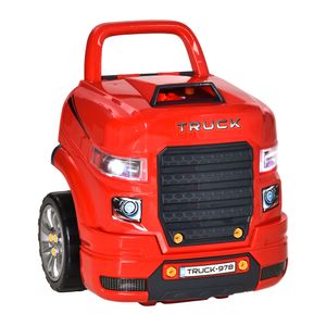 Motor de camión de juguete Homcom +3A con ruedas rojo 47x40x39 cm