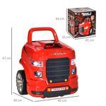 Motor de camión de juguete Homcom +3A con ruedas rojo 47x40x39 cm