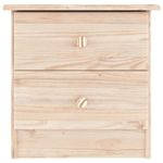 Mesita de noche Tini 2 cajones madera maciza de pino natural 41x41x35 cm frontal