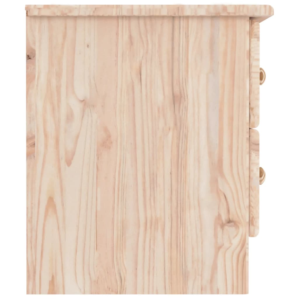 Mesita de noche Tini 2 cajones madera maciza de pino natural 41x41x35 cm perfil