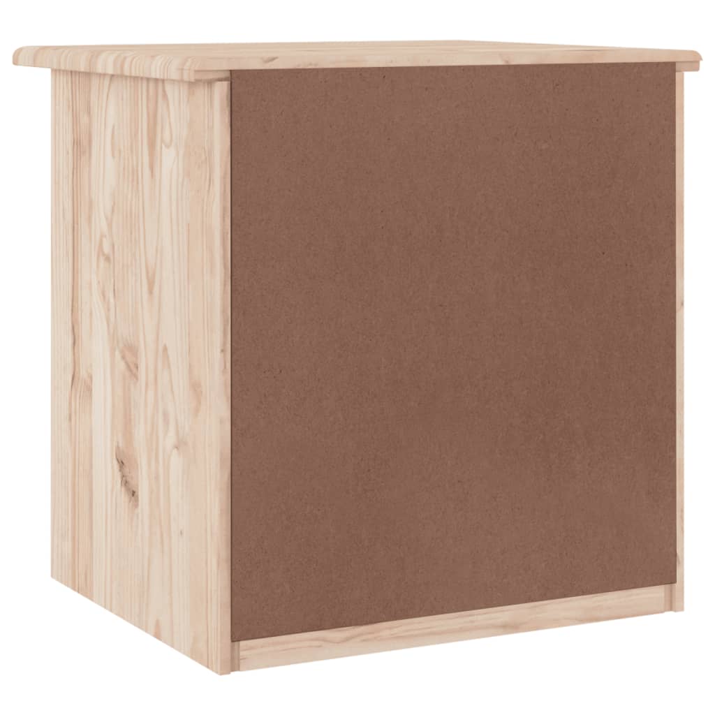 Mesita de noche Tini 2 cajones madera maciza de pino natural 41x41x35 cm posterior