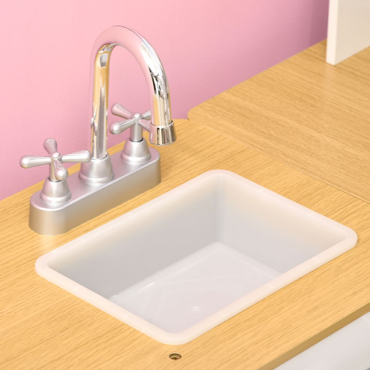 Cocina infantil Homcom con luces y sonido + accesorios +3A blanco/natural