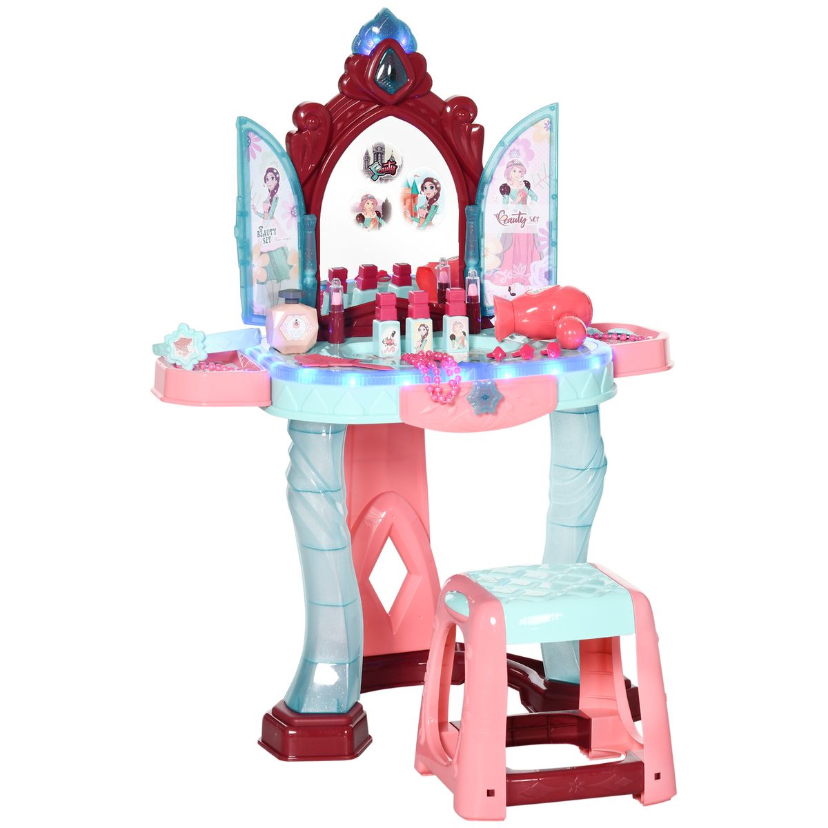 Tocador infantil Aiyaplay con espejo + luz + música +3A multicolor 76x57x34 cm
