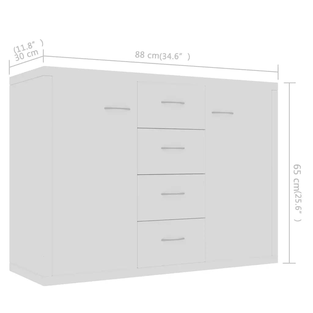 aparador milo 4 cajones + 2 puertas blanco 65x88x30 cm medidas