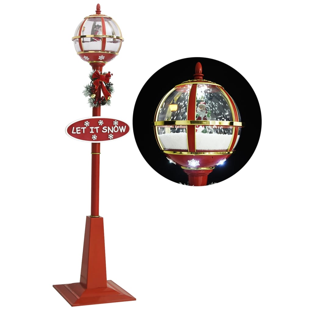 Farola navideña con decoración Papá Noel 15 luces LED rojo 175 cm