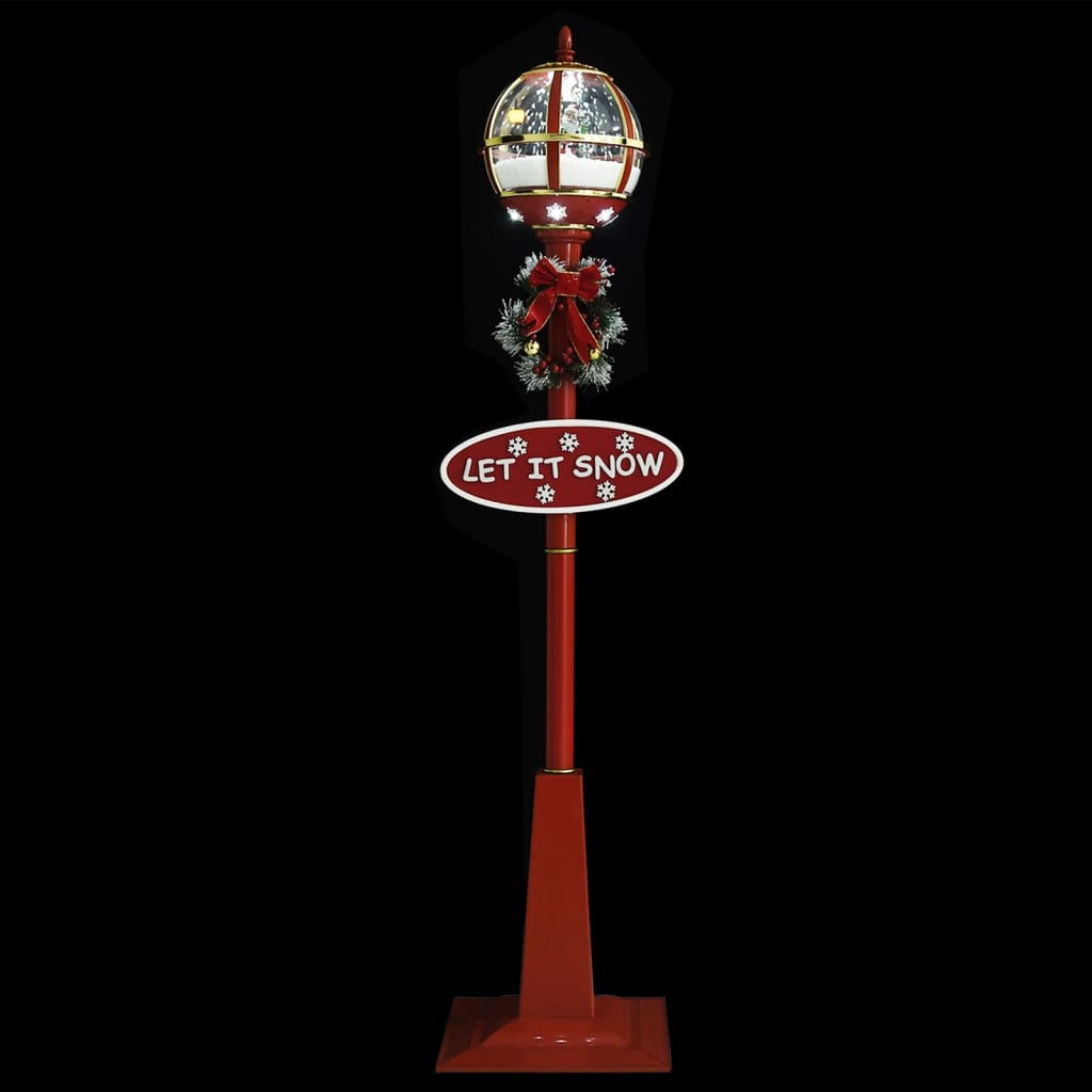 Farola navideña con decoración Papá Noel 15 luces LED rojo 175 cm