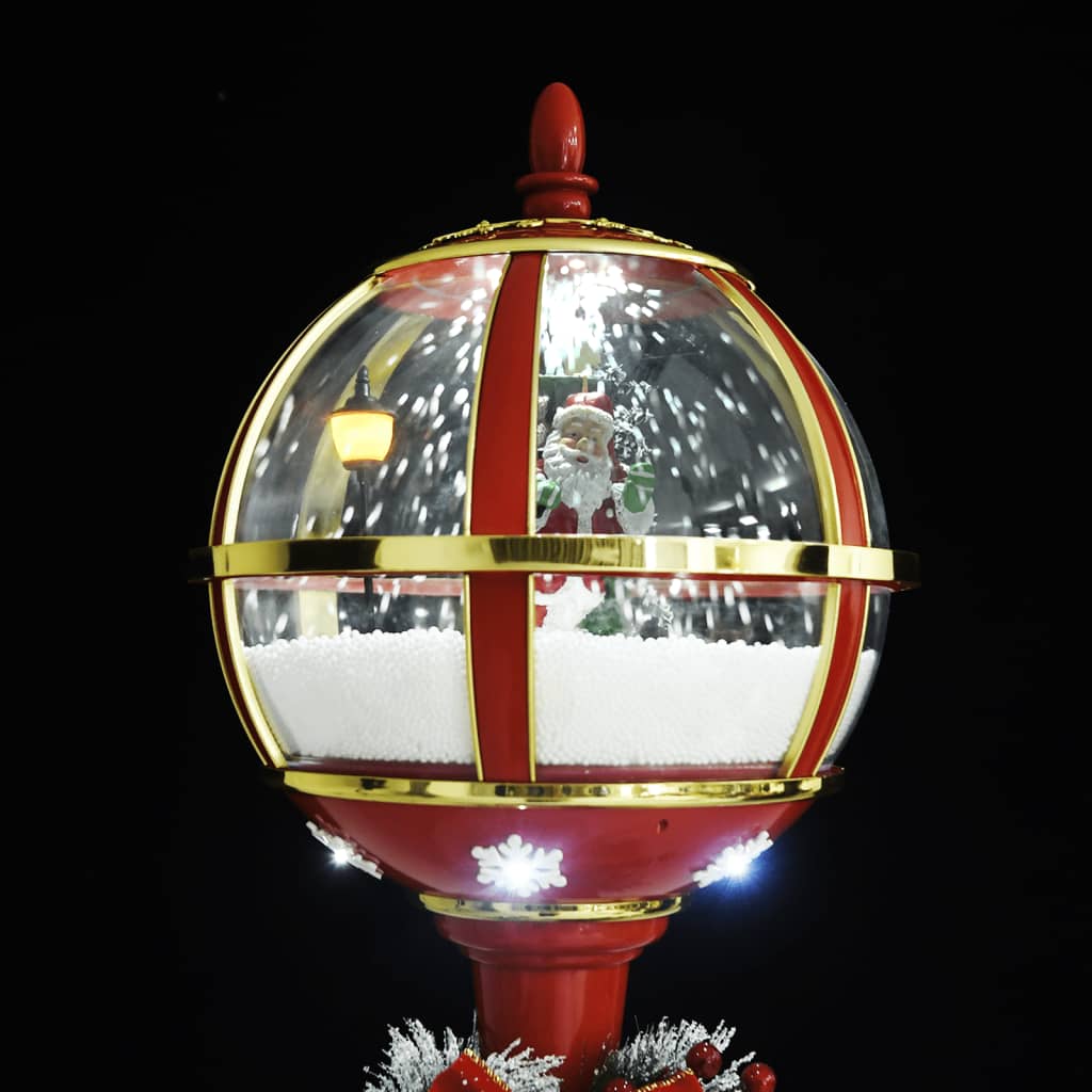 Farola navideña con decoración Papá Noel 15 luces LED rojo 175 cm
