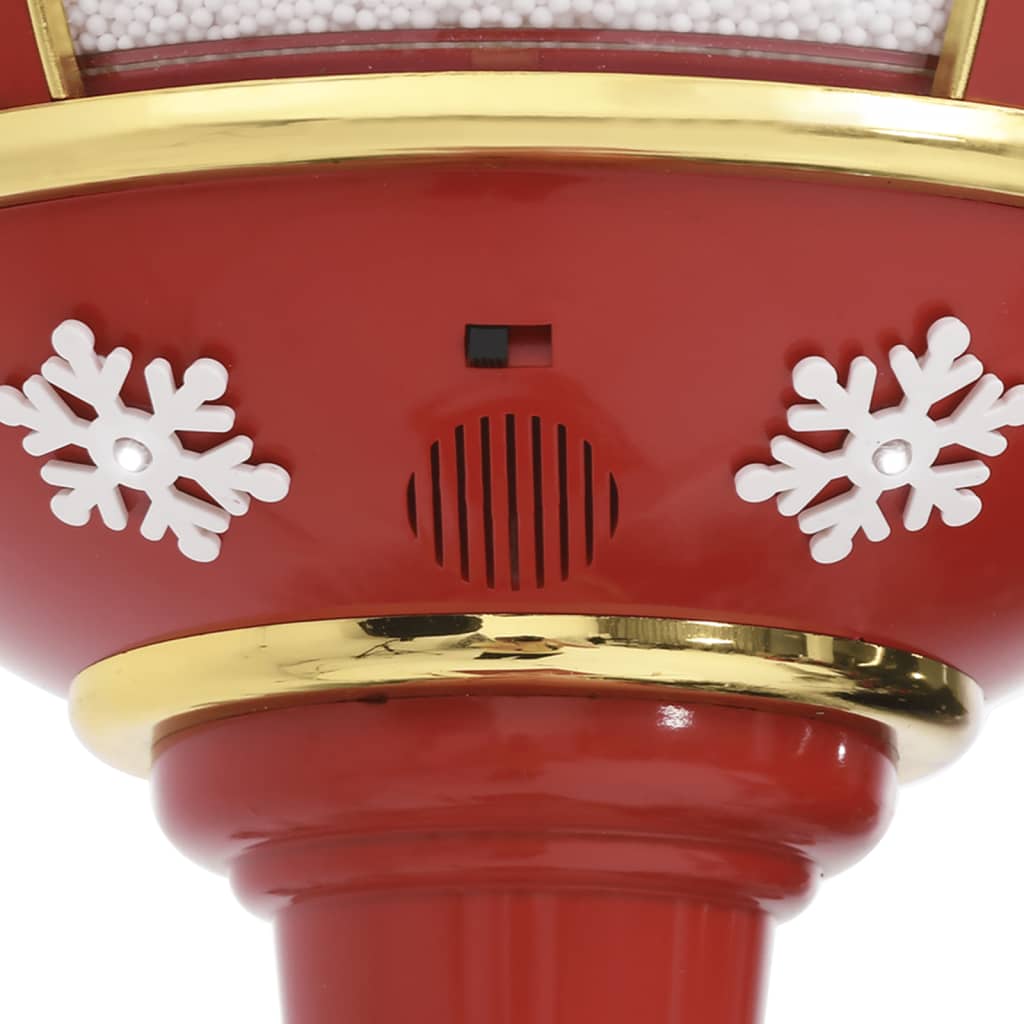Farola navideña con decoración Papá Noel 15 luces LED rojo 175 cm