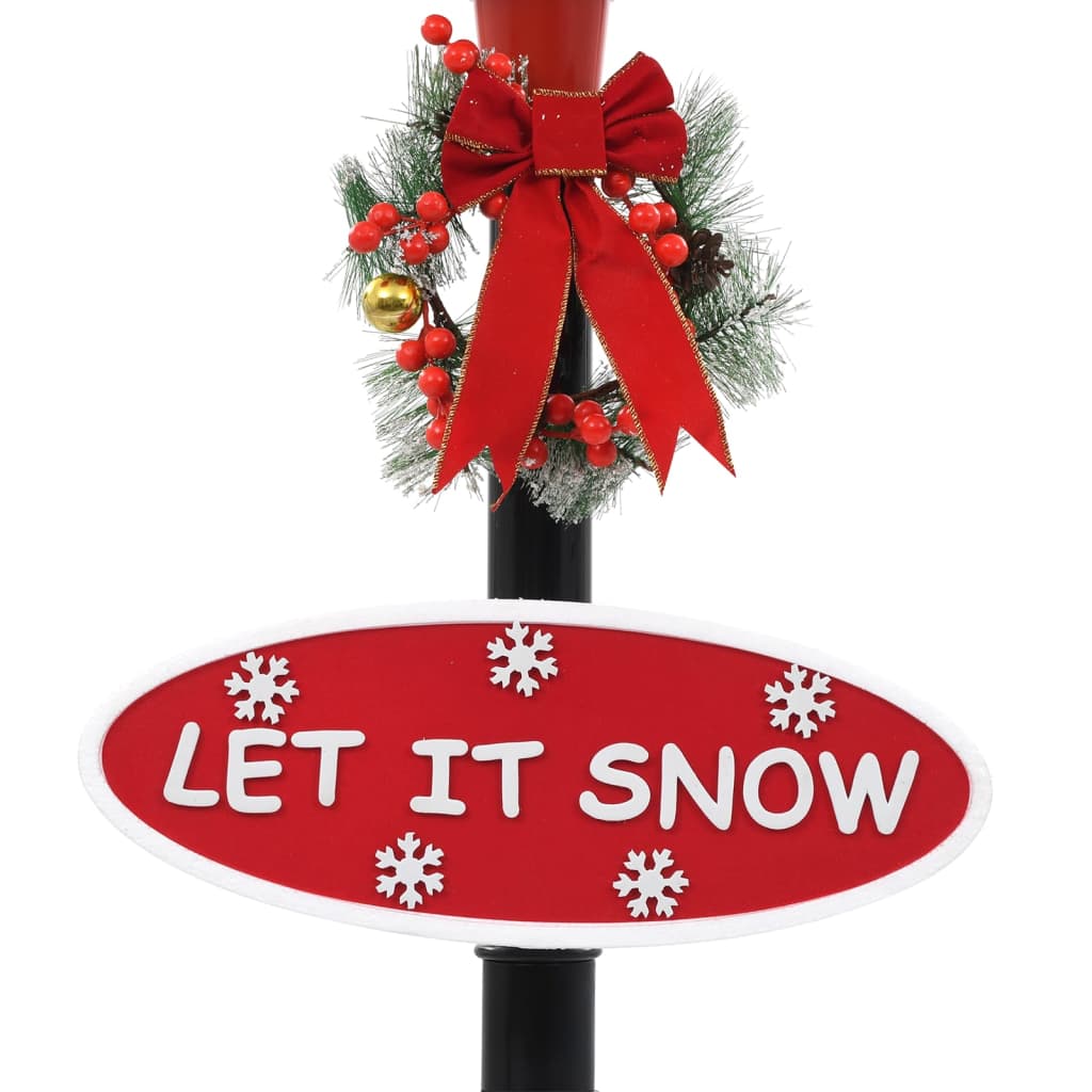 Farola navideña con decoración Papá Noel 15 luces LED rojo 175 cm