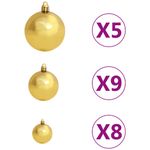 Set de decoración de Navidad 61 piezas 150 LEDs dorado/bronce