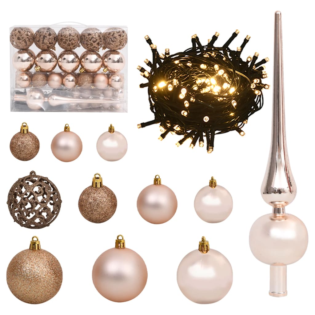 Set de decoración de Navidad 61 piezas 150 LEDs rosa/dorado