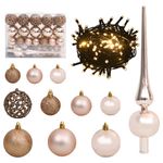 Set de decoración de Navidad 61 piezas 150 LEDs rosa/dorado