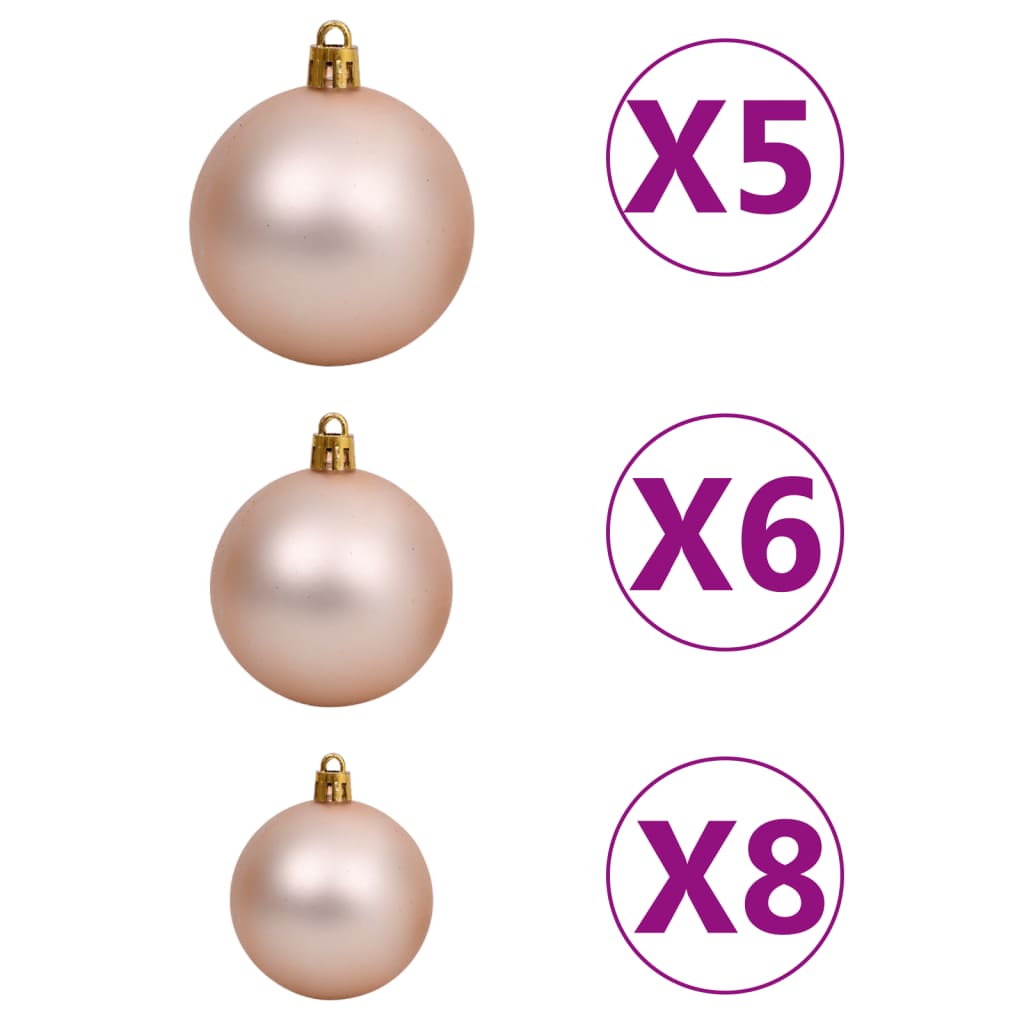Set de decoración de Navidad 61 piezas 150 LEDs rosa/dorado