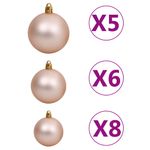 Set de decoración de Navidad 61 piezas 150 LEDs rosa/dorado
