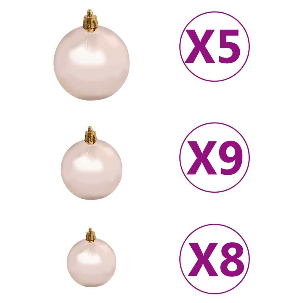 Set de decoración de Navidad 61 piezas 150 LEDs rosa/dorado