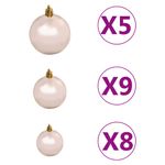 Set de decoración de Navidad 61 piezas 150 LEDs rosa/dorado