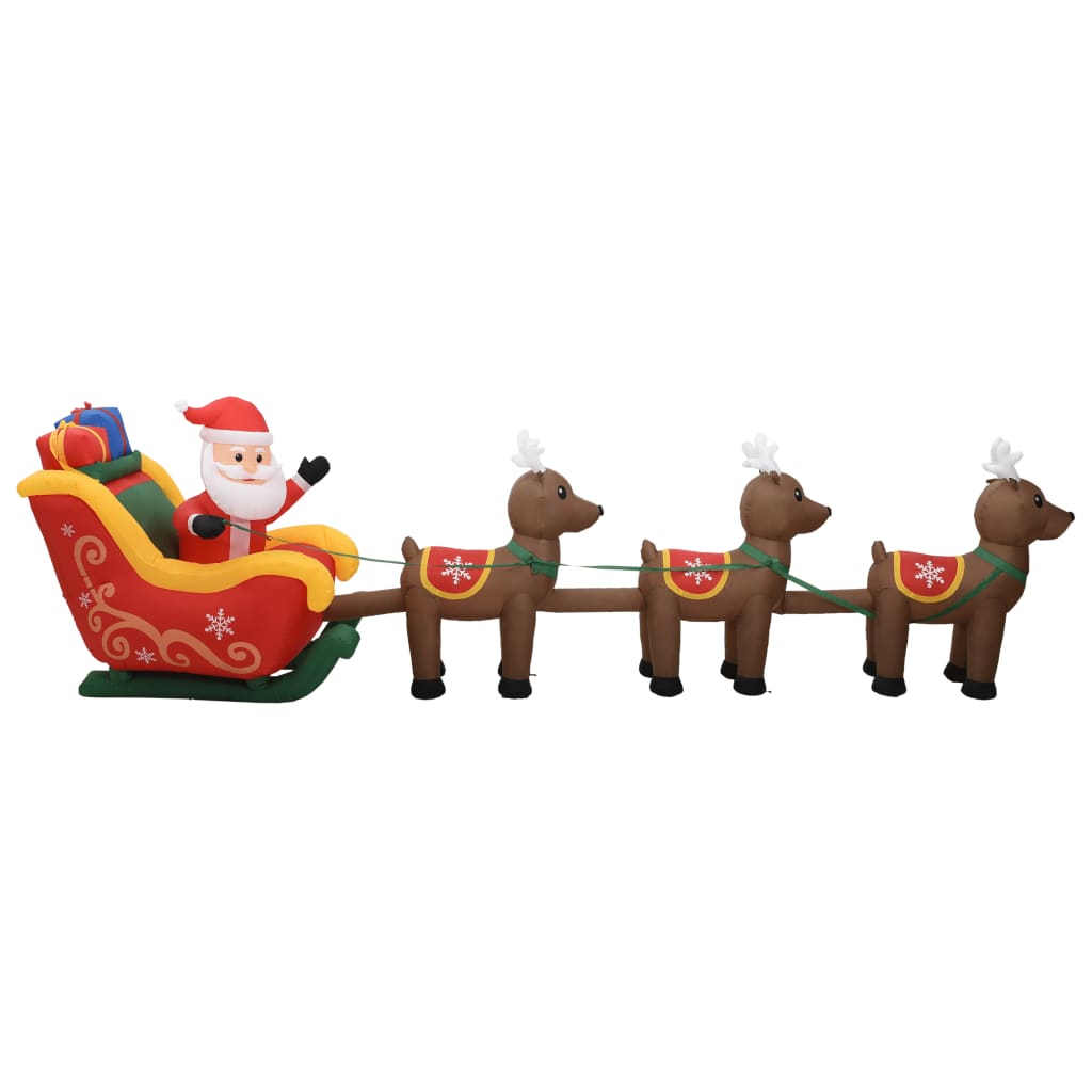 Decoración navideña inflable trineo de Papá Noel con 5 LEDs marrón 140x490x85 cm
