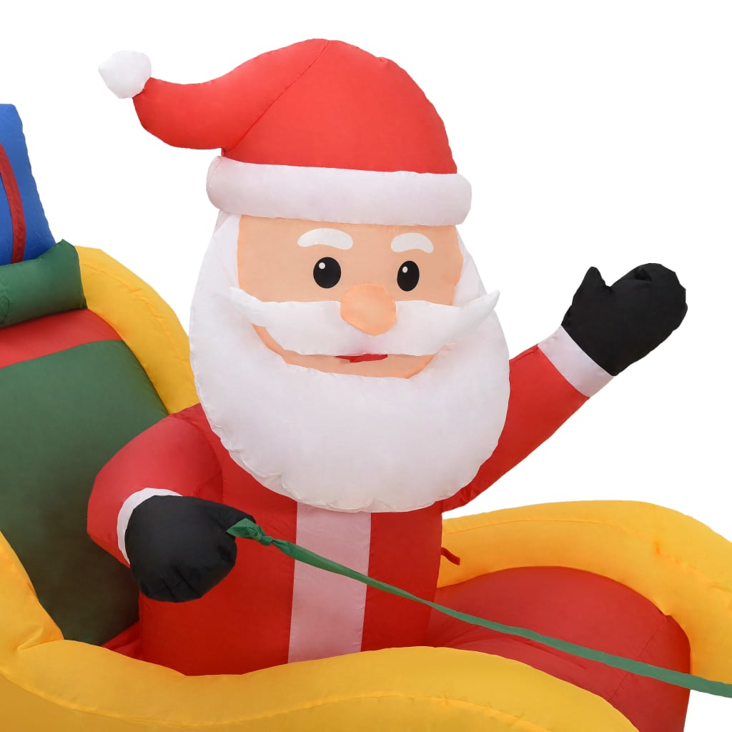 Decoración navideña inflable trineo de Papá Noel con 5 LEDs marrón 140x490x85 cm