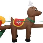 Decoración navideña inflable trineo de Papá Noel con 5 LEDs marrón 140x490x85 cm