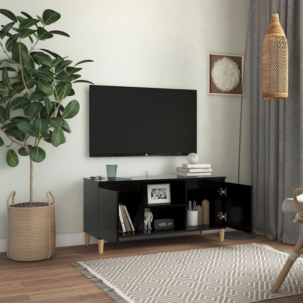 Mueble bajo de TV Merlo 2 puertas + 2 estantes negro 50x103,5x35 cm